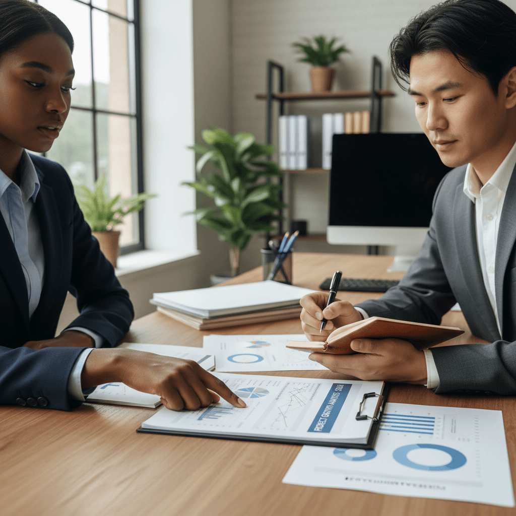 The Garrett Group consultant reviewing revenue and sales data with a service business owner
